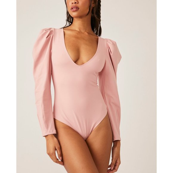 🎉LAST CHANCE🎉 FREE PEOPLE Va Va Voop Long Sleeve Bodysuit / Heart Haze - Picture 2 of 7